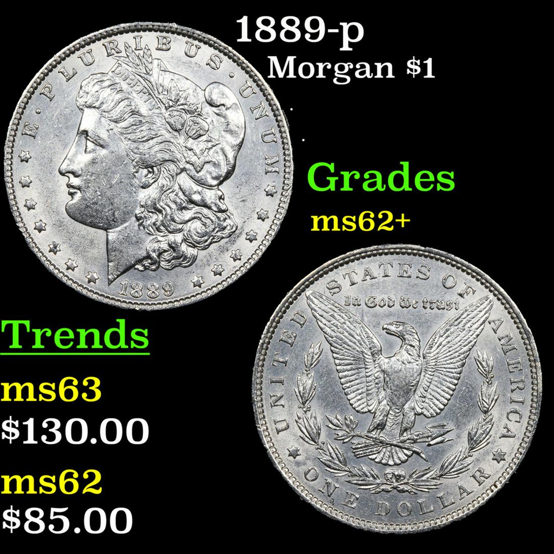 1889-p Morgan Dollar $1 Grades Select Unc (1 of 2)
