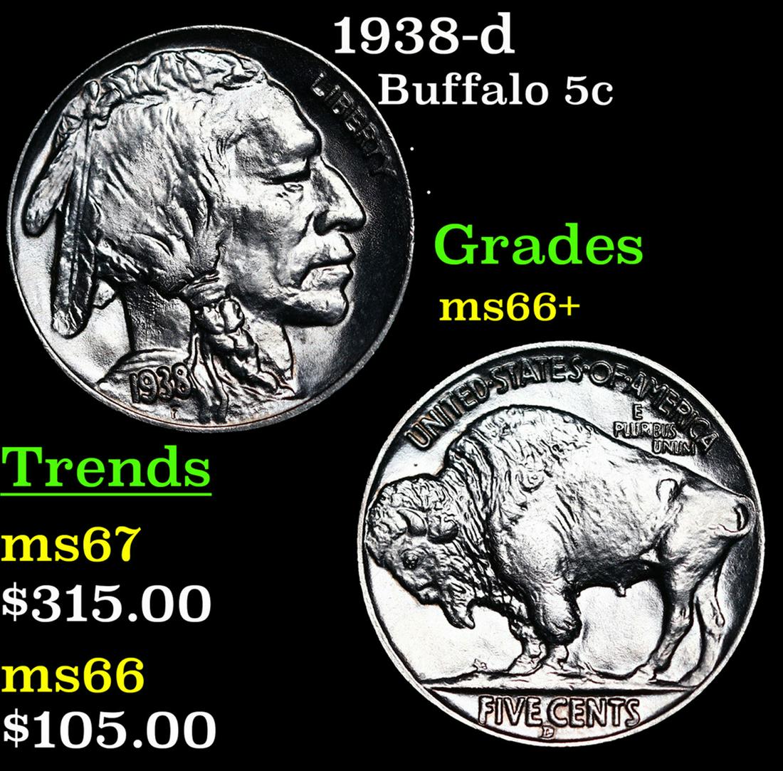 1938-d Buffalo Nickel 5c Grades GEM++ Unc (1 of 3)
