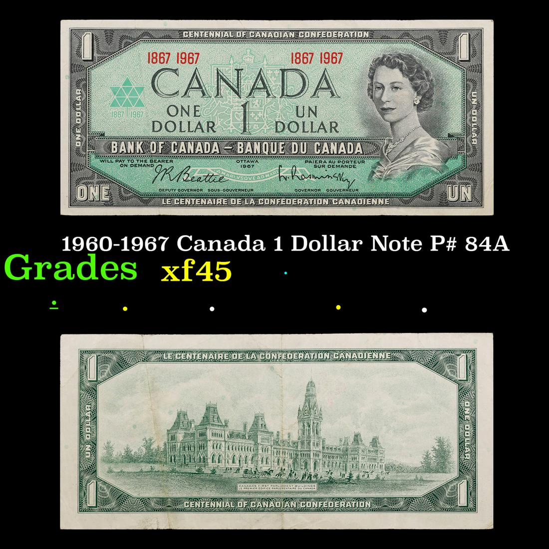 1960-1967 Canada 1 Dollar Note P# 84A Grades xf+ (1 of 3)