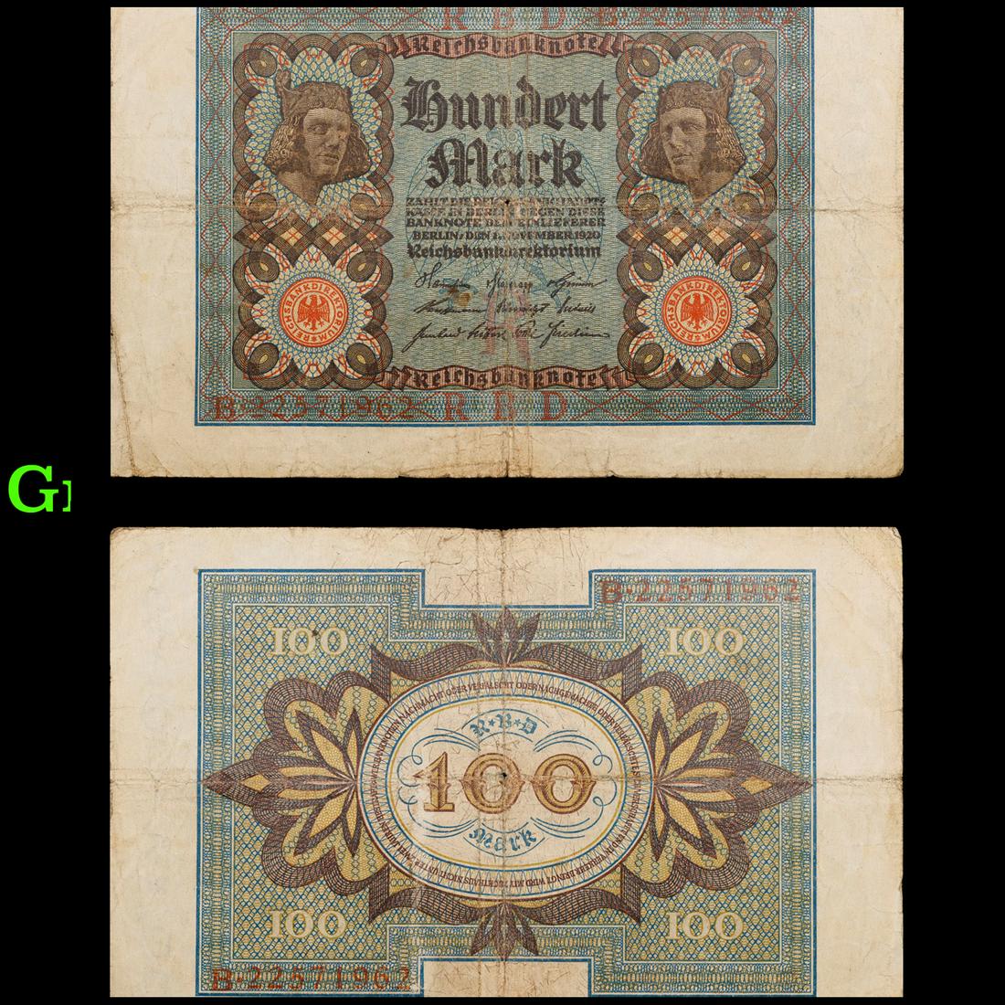 1920 Germnay 100 Mark Note P# 69A Grades vf+ (1 of 3)