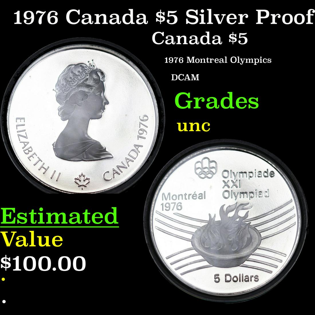 1976 Canada $5 Silver Proof Grades Brilliant Uncirculated (1 of 3)