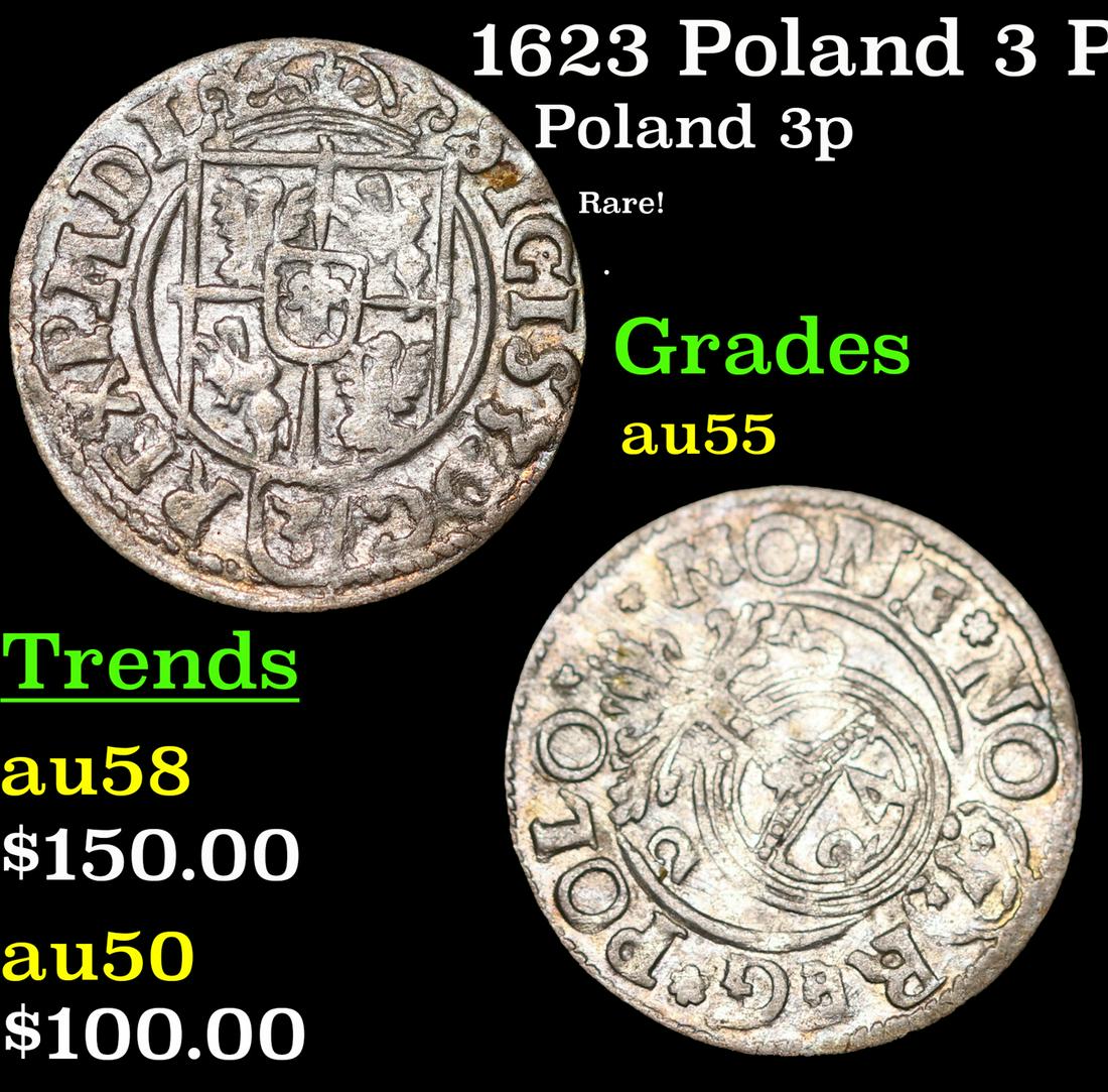 1623 Poland 3 Polker Silver KM# 41 Grades Choice AU (1 of 3)