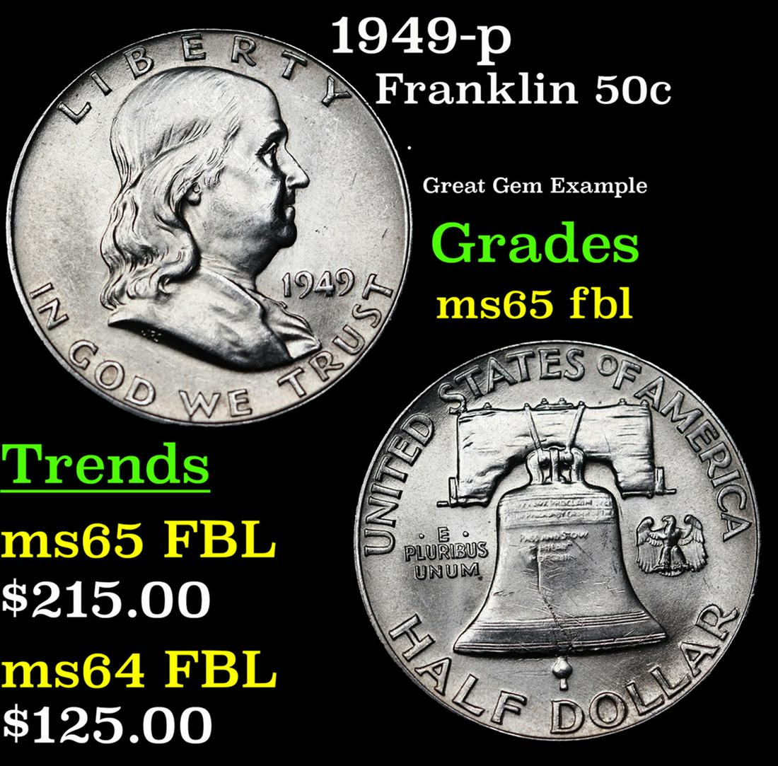 1949-p Franklin Half Dollar 50c Grades GEM FBL (1 of 3)