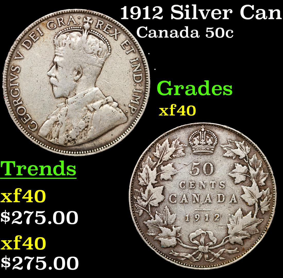 1912 Silver Canada Half Dollar 50c KM-25 King George V Grades xf (1 of 3)