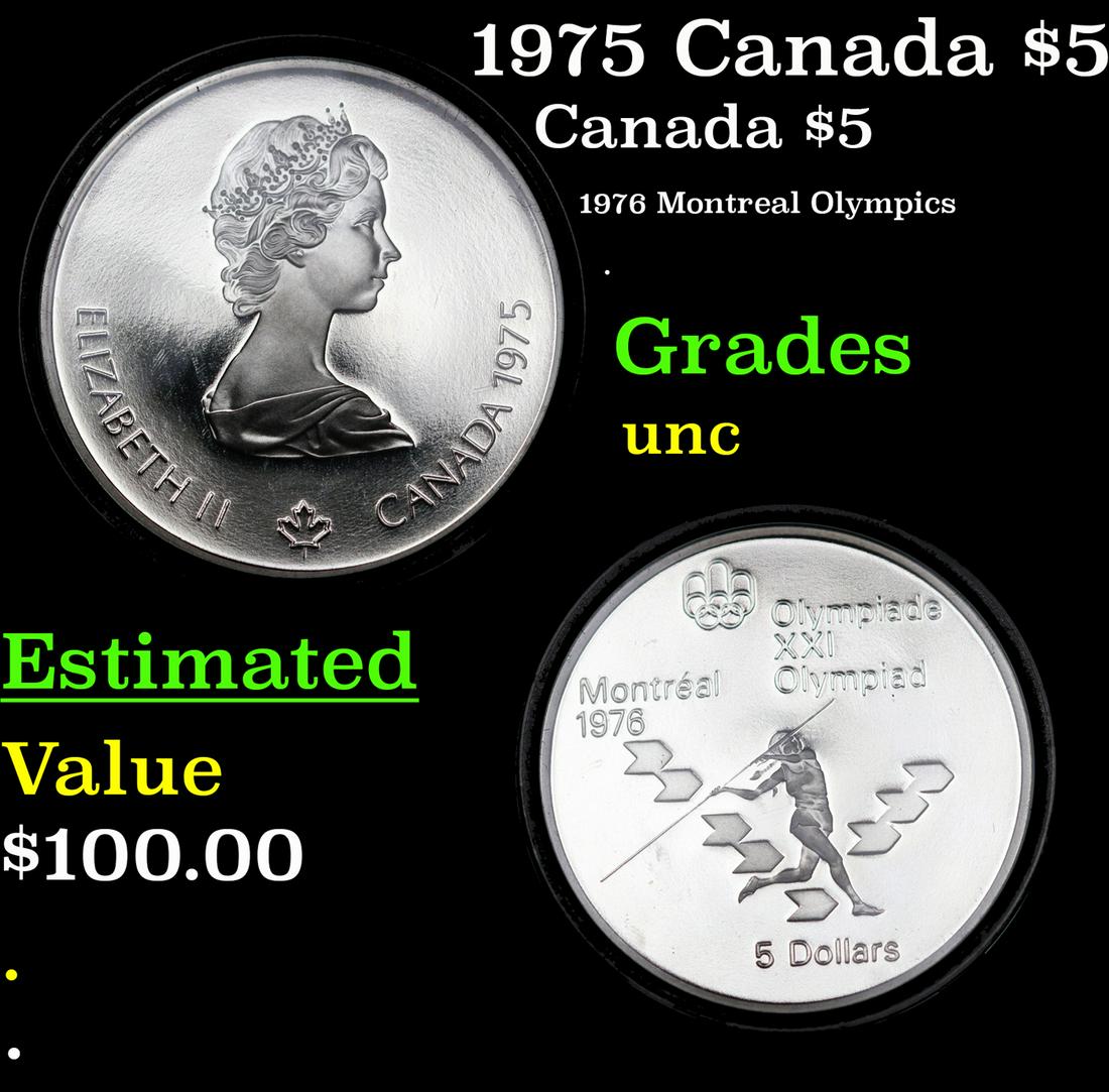 1975 Canada $5 Silver Proof Grades Brilliant Uncirculated (1 of 3)