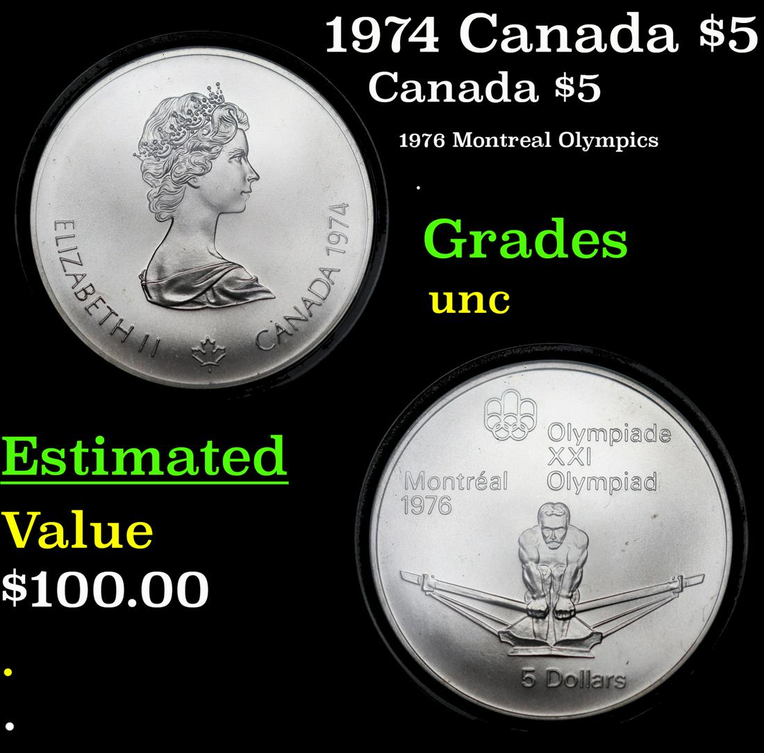 1974 Canada $5 Silver Proof Grades Brilliant Uncirculated (1 of 3)