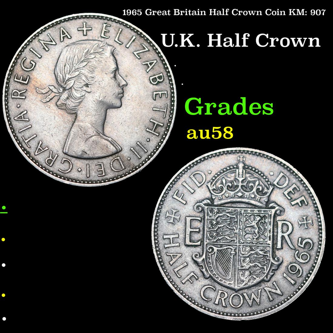 1965 Great Britain Half Crown Coin KM: 907 Grades Choice AU/BU Slider (1 of 3)