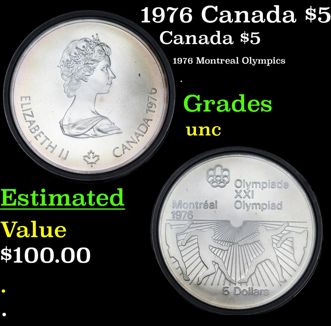 1976 Canada $5 Silver Proof Grades Brilliant Uncirculated (1 of 3)