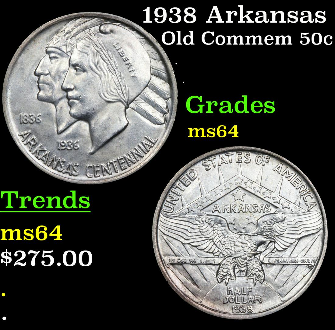1938 Arkansas Old Commem Half Dollar 50c Grades Choice Unc (1 of 3)