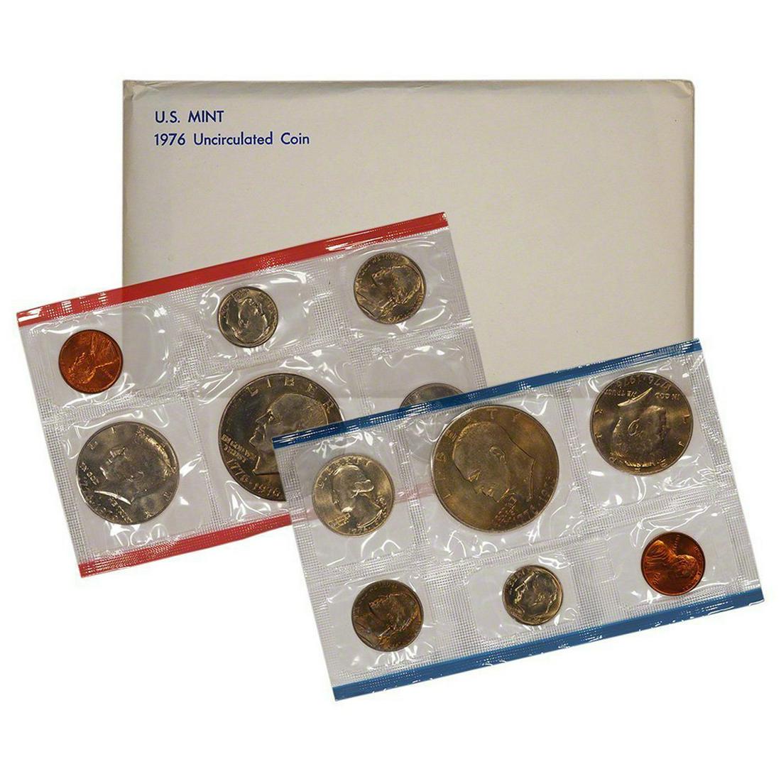 1976 United States Mint Set in Original Government Packaging, 12 Coins Inside!: 1976 United States Mint Set in Original Government Packaging, 12 Coins Inside!. This 1976 U.S. Mint Set contains brilliant uncirculated examples of the cent, nickel, dime, quarter, half dollar and dol