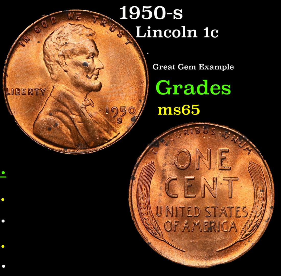 1950-s Lincoln Cent 1c Grades GEM Unc (1 of 3)