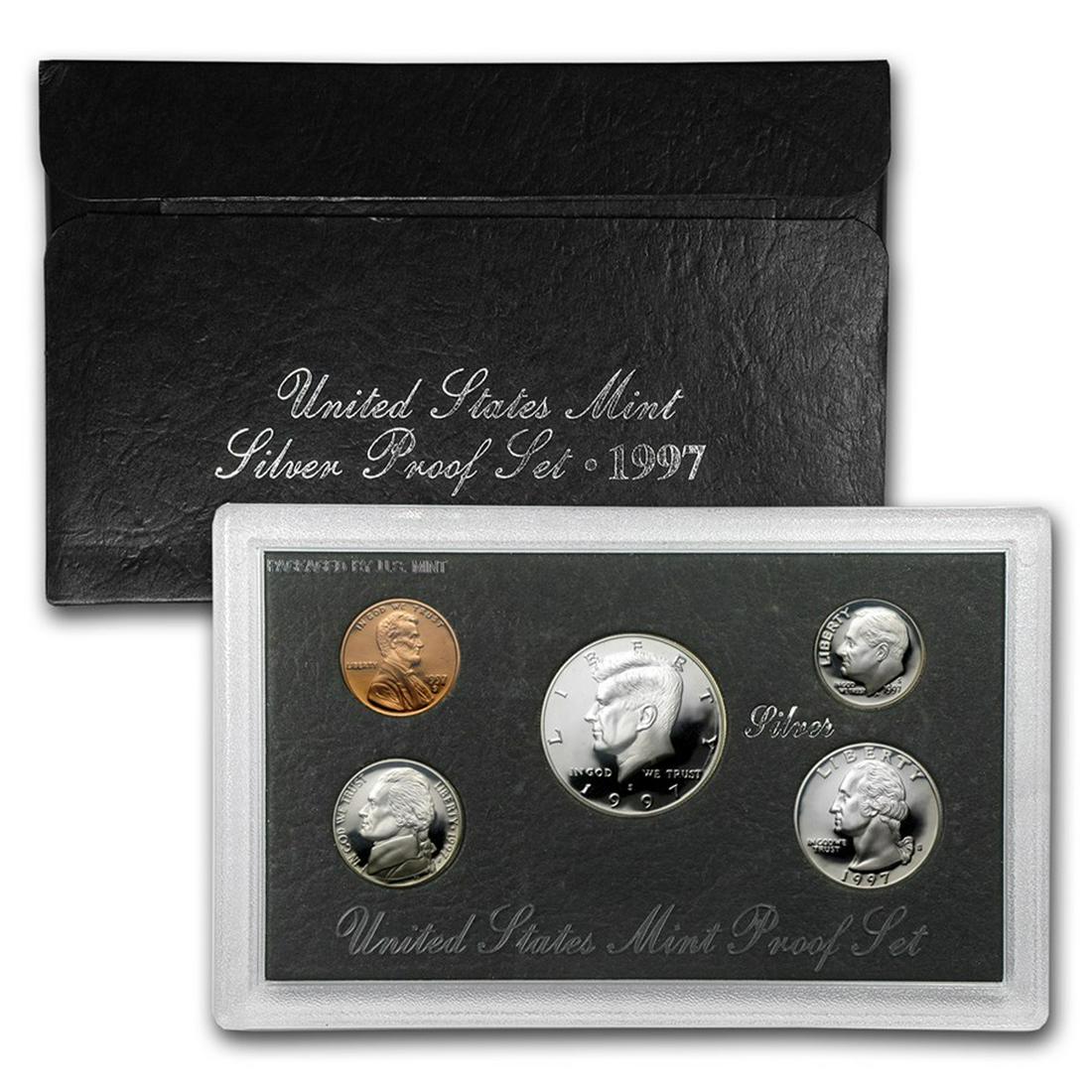 1997 United States Mint Silver Proof Set. 5 Coins Inside. Black Box & COA (1 of 1)