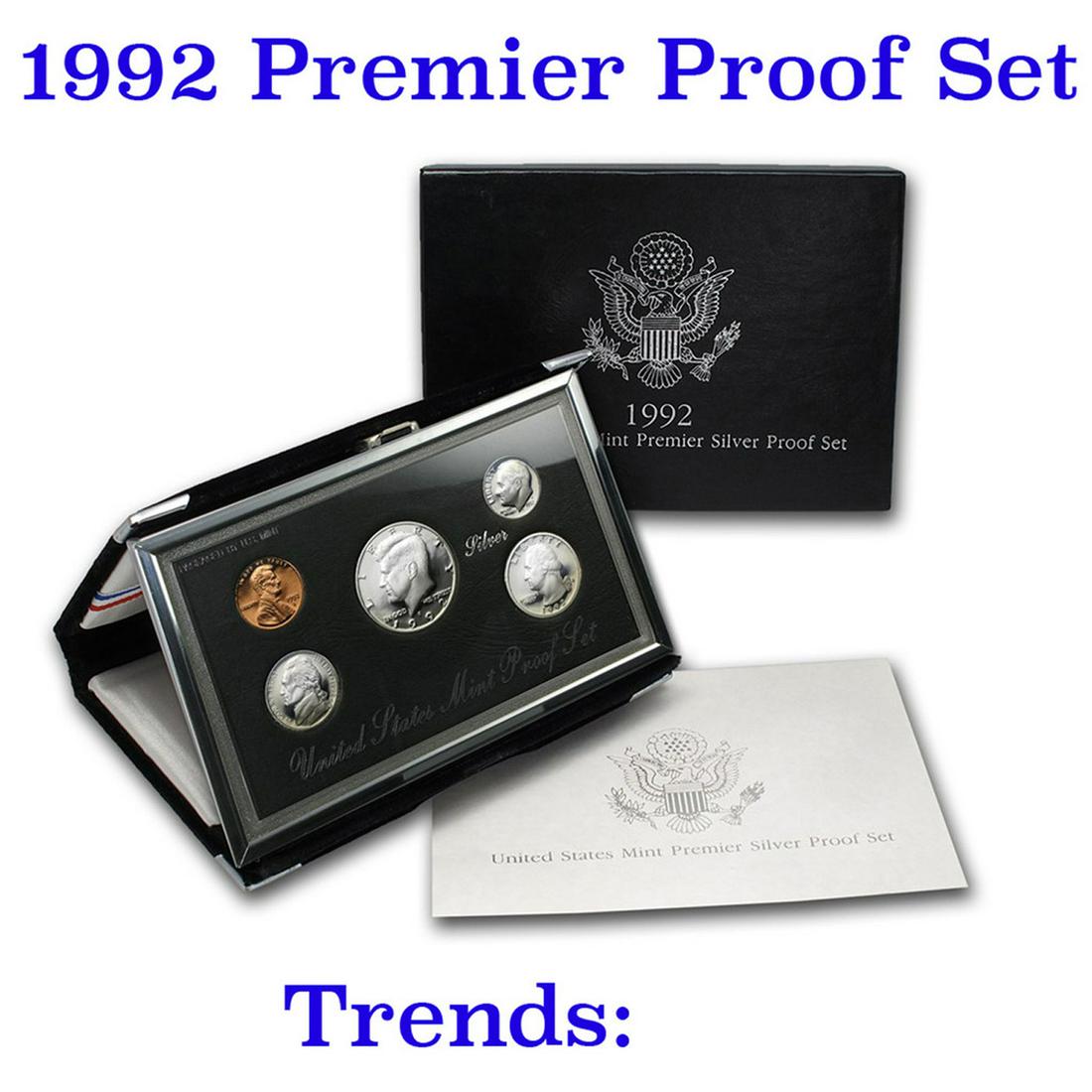 1992 United States Premier Silver Proof Set in Display case. 5 Coins Inside! (1 of 1)