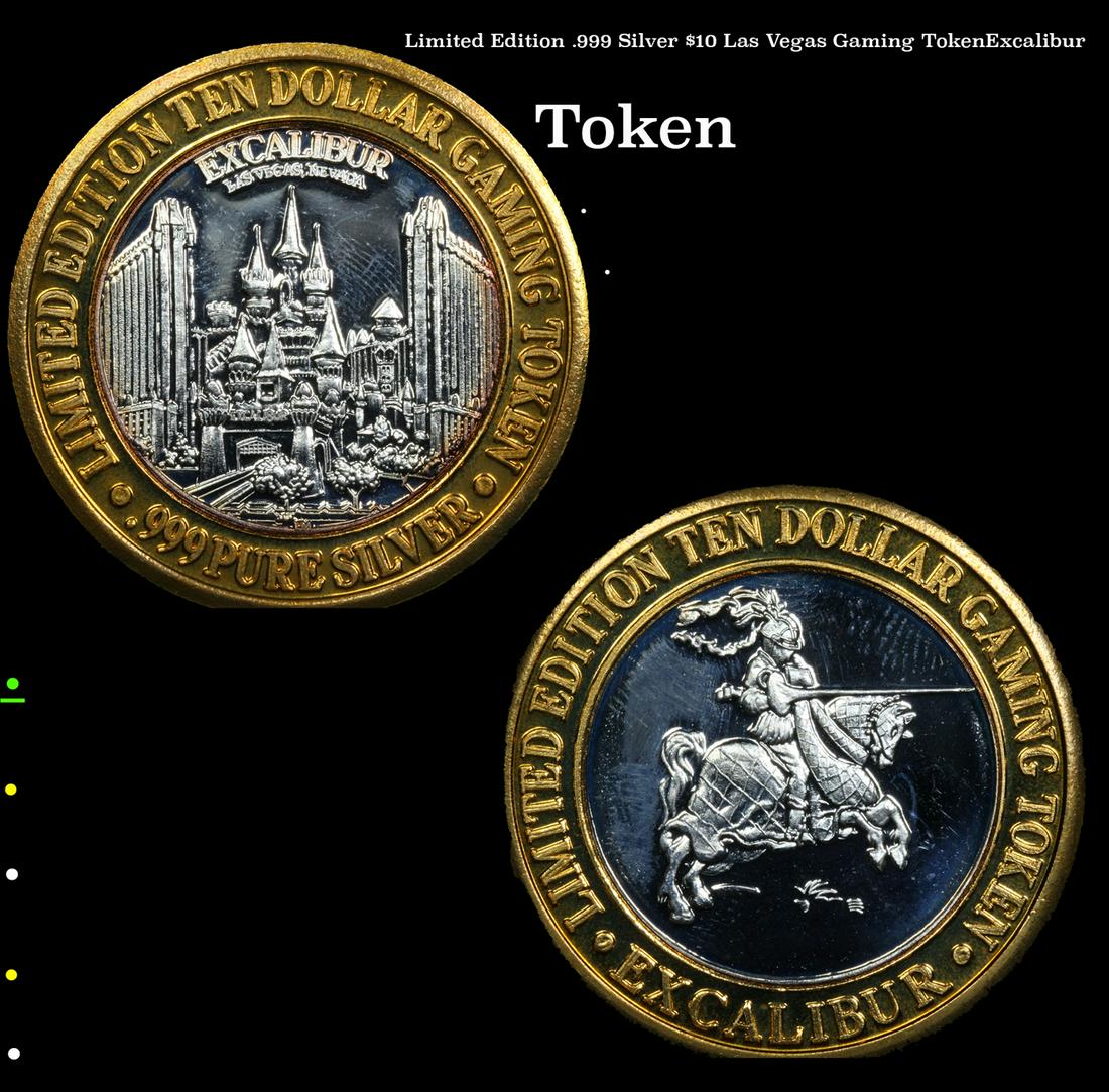 Limited Edition .999 Silver $10 Las Vegas Gaming TokenExcalibur: Limited Edition .999 Silver $10 Las Vegas Gaming TokenExcalibur.