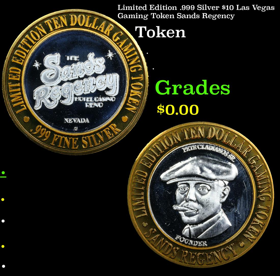 Limited Edition .999 Silver $10 Las Vegas Gaming Token Sands Regency: Limited Edition .999 Silver $10 Las Vegas Gaming Token Sands Regency.