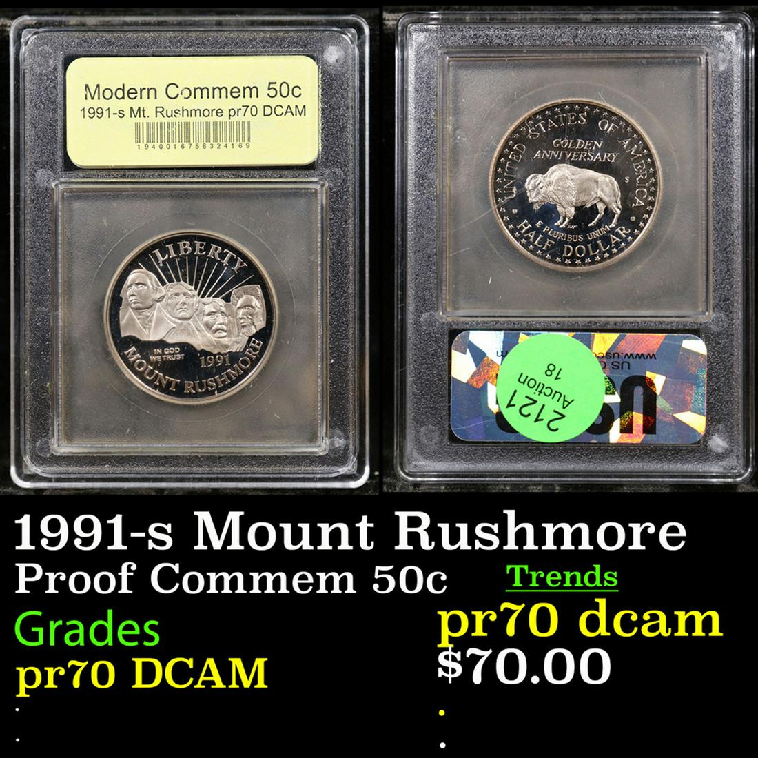 Proof 1991-s Mount Rushmore Modern Commem Half Dollar 50c Graded GEM++ Proof Deep Cameo By uSCG (1 of 3)