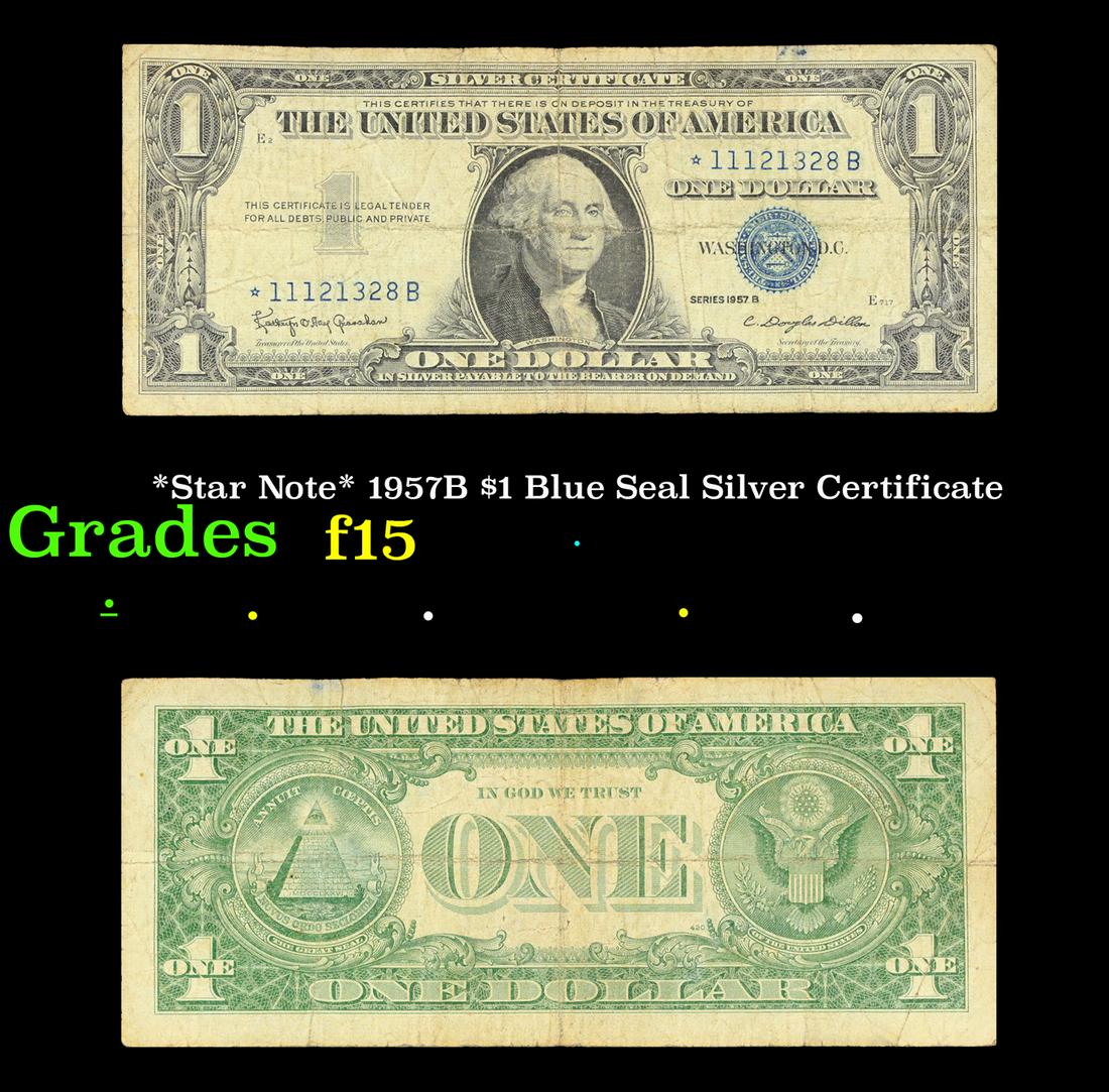 *Star Note* 1957B $1 Blue Seal Silver Certificate Grades f+ (1 of 3)