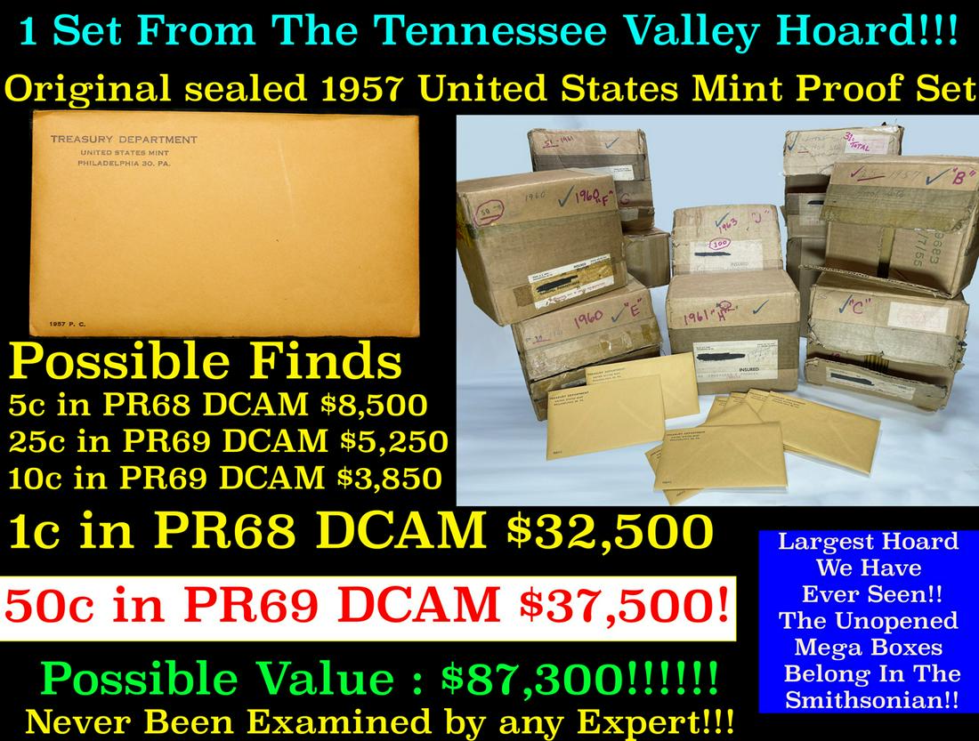 ***Auction Highlight*** Original sealed 1957 United States Mint Proof Set Tennessee Valley Hoard (1 of 18)