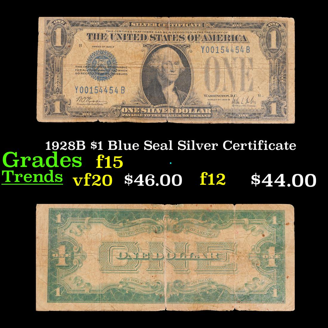 1928B $1 Blue Seal Silver Certificate Grades f+ (1 of 3)