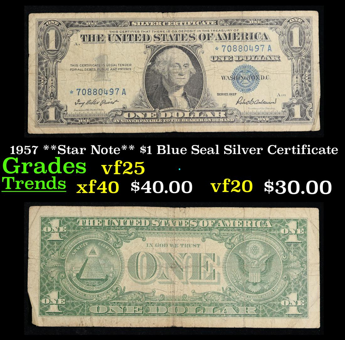 1957 **Star Note** $1 Blue Seal Silver Certificate Grades vf+ (1 of 3)