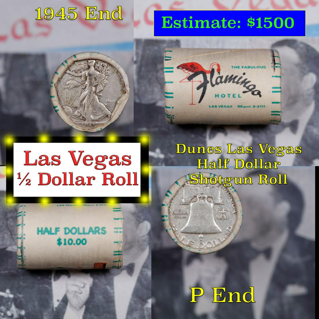 ***Auction Highlight*** Old Casino 50c Roll $10 Halves Las Vegas Casino Flamingo 1945 walker & P: ***Auction Highlight*** Old Casino 50c Roll $10 Halves Las Vegas Casino Flamingo 1945 walker & P franklin Ends. Up for auction is a Consignment I have secured a collection of old 1960â€™s Las Veg