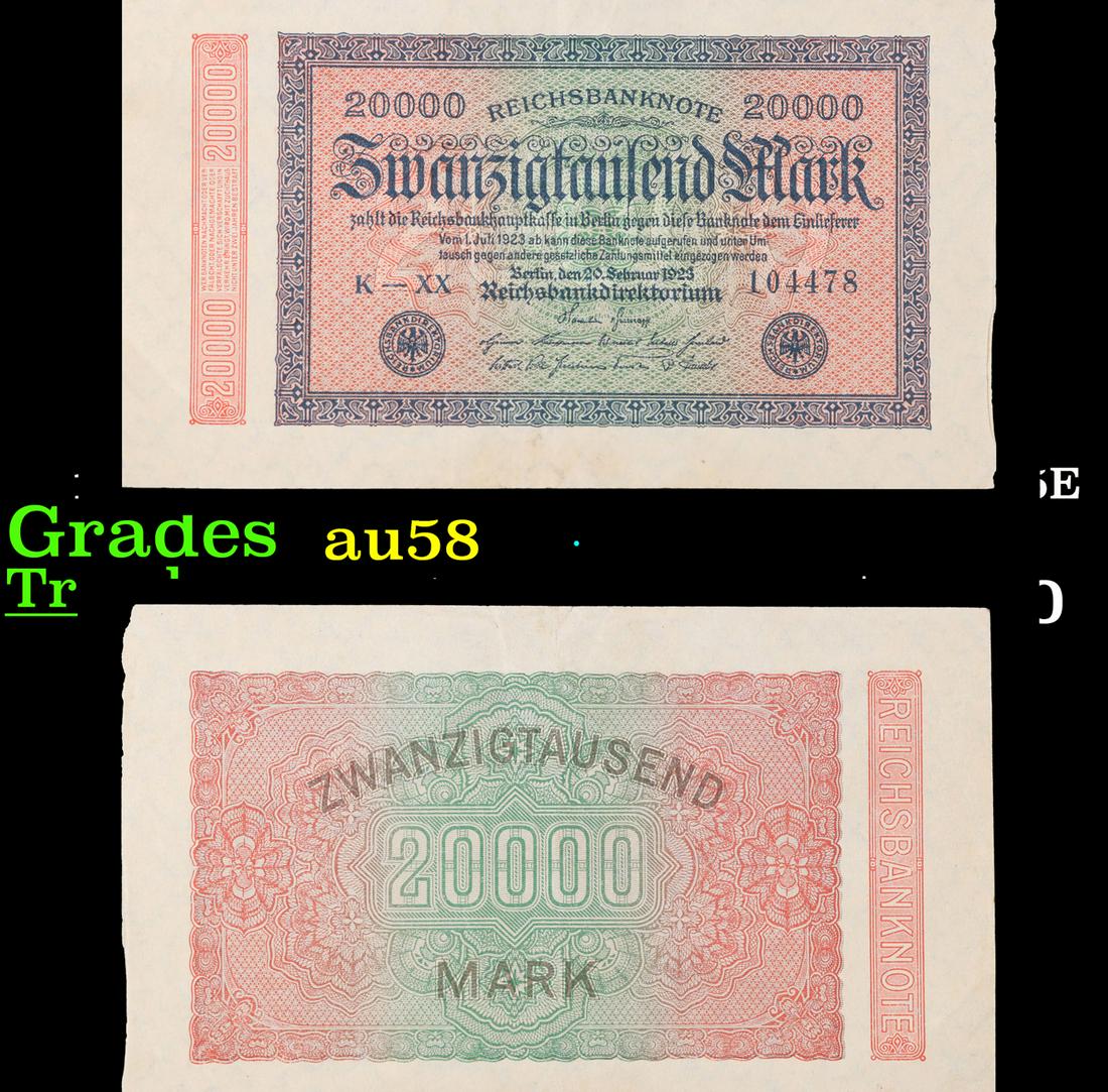 1923 Weiamr Germany 20,000 Mark P: 85E Grades Choice AU/BU Slider (1 of 3)