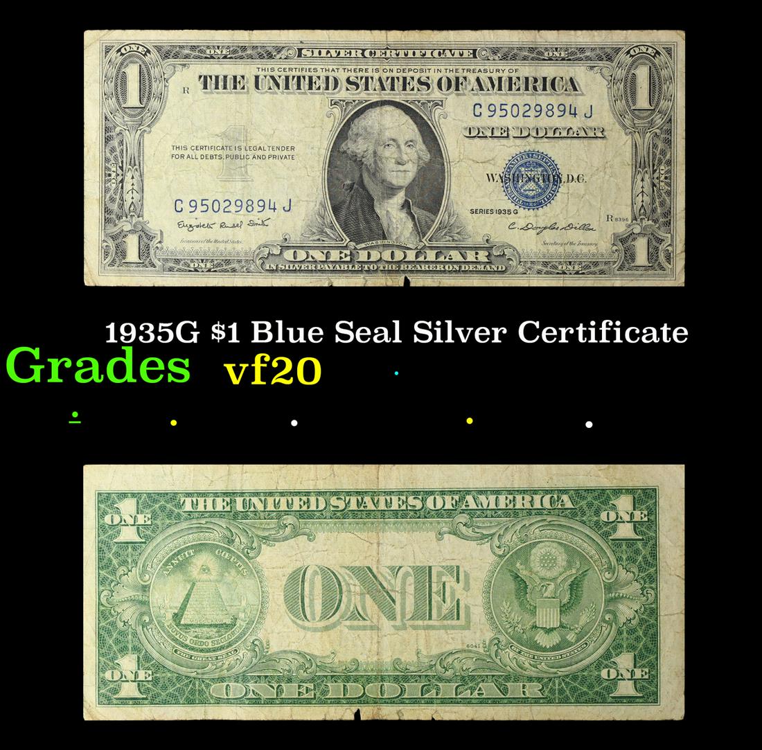 1935G $1 Blue Seal Silver Certificate Grades vf, very fine (1 of 3)