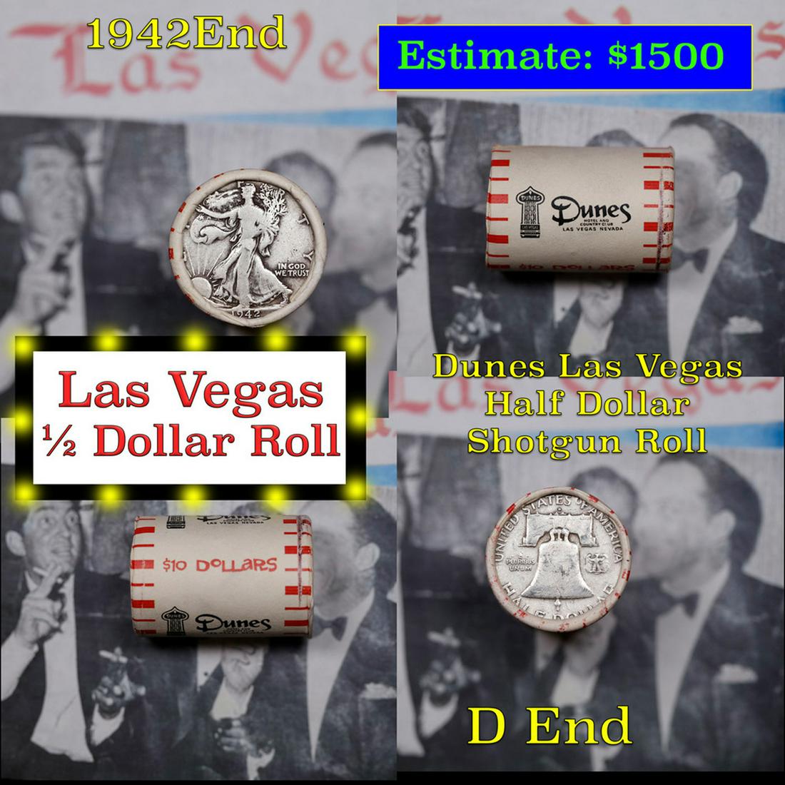 ***Auction Highlight*** Old Casino 50c Roll $10 Halves Las Vegas Casino Dunes 1942 walker & D: ***Auction Highlight*** Old Casino 50c Roll $10 Halves Las Vegas Casino Dunes 1942 walker & D franklin Ends. Up for auction is a Consignment I have secured a collection of old 1960â€™s Las Vegas 