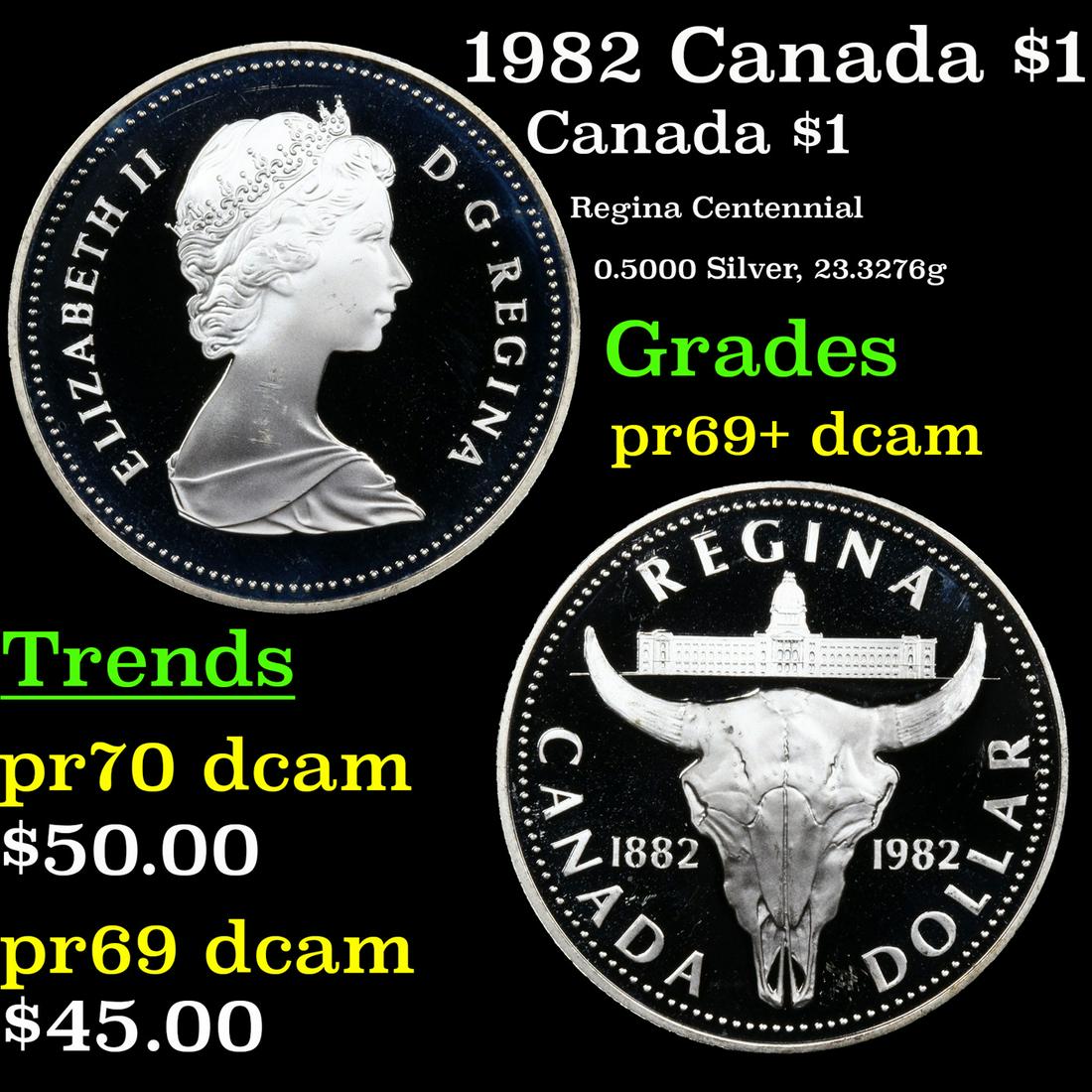 Proof 1982 Canada $1 Silver Canada Dollar KM# 133 $1 Grades GEM++ Proof Deep Cameo (1 of 3)