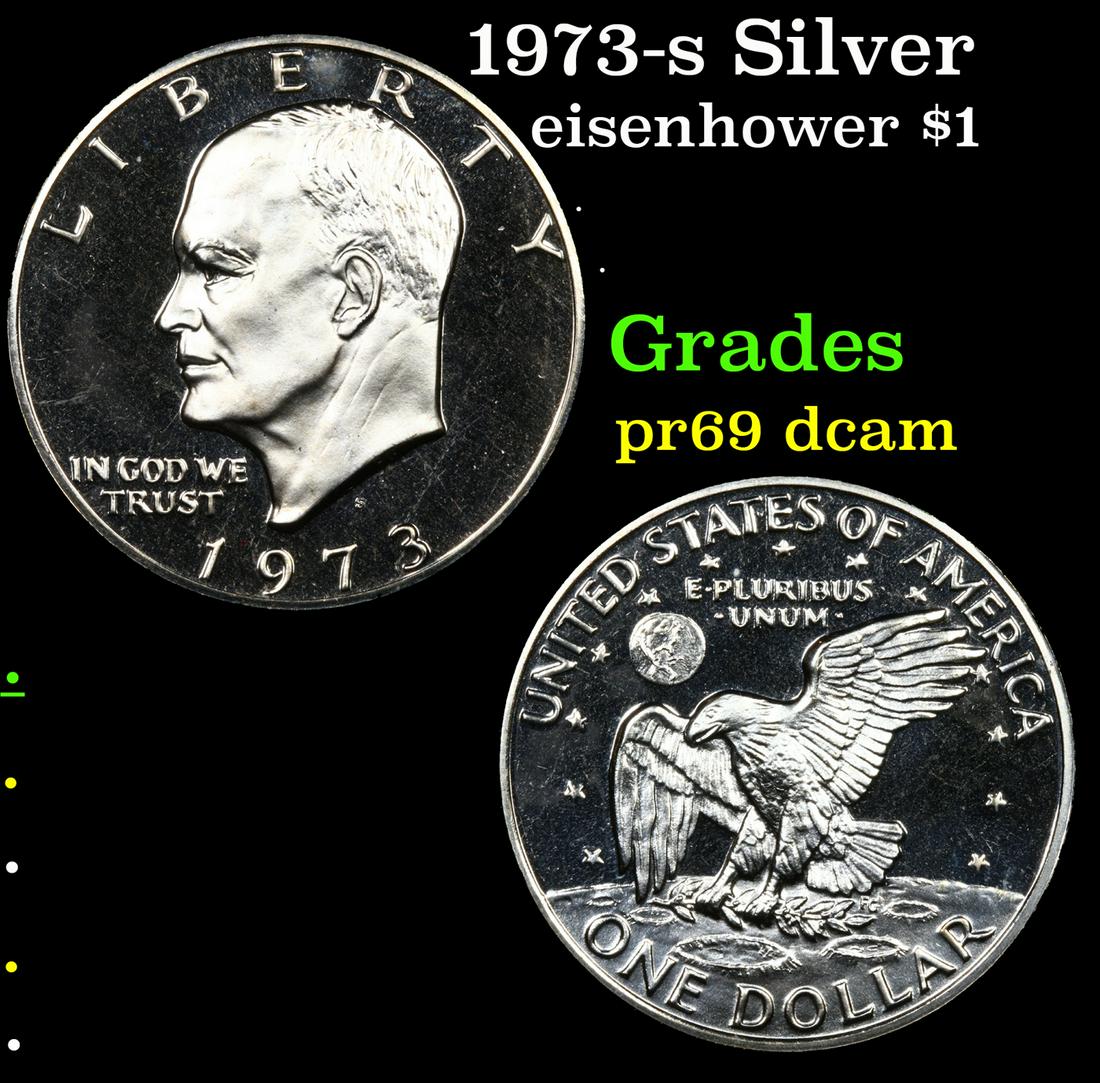 Proof 1973-s Silver Eisenhower Dollar $1 Grades GEM++ Proof Deep Cameo (1 of 3)