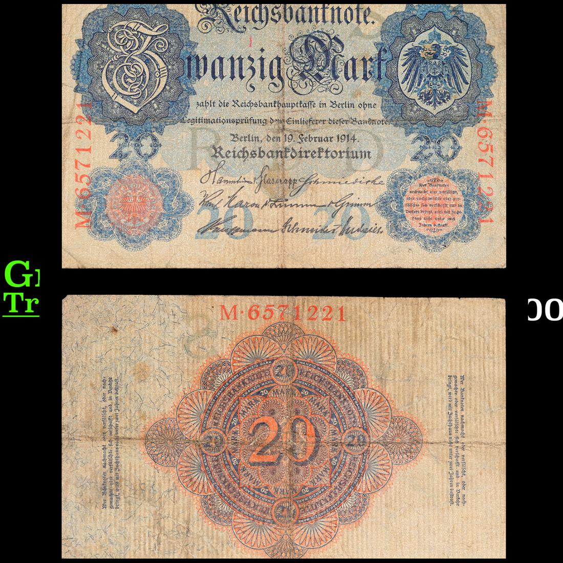 1906 Germany 20 Mark Note P#25B Grades vf+ (1 of 3)