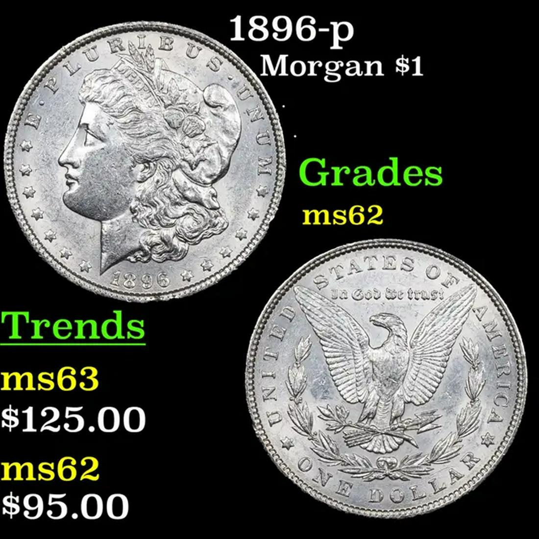 1896-p Morgan Dollar $1 Grades Select Unc (1 of 3)