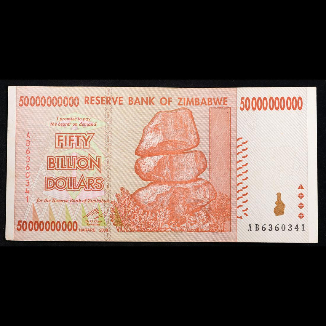 2008 Zimbabwe 50 Billion Dollar Notes P: 87 Grades Choice CU (1 of 3)