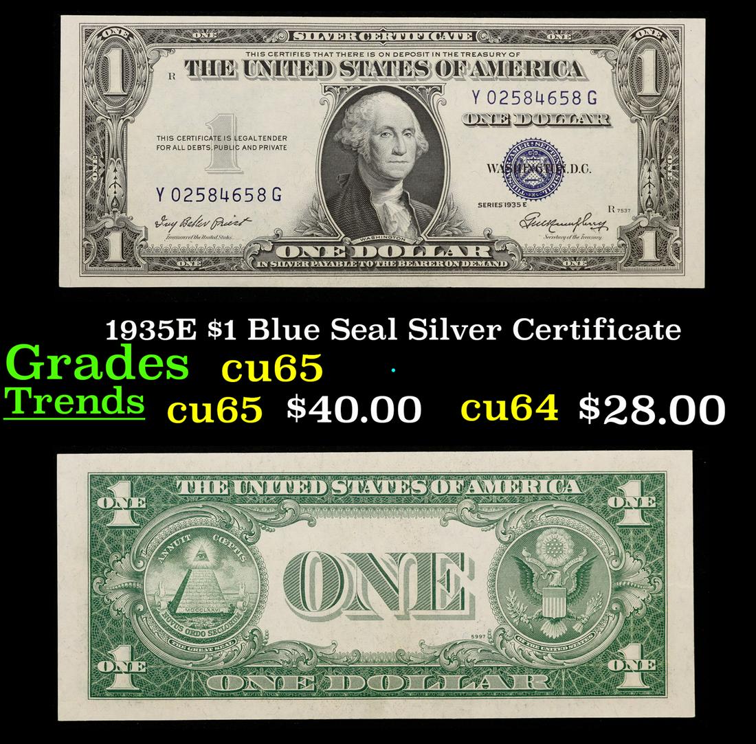 1935E $1 Blue Seal Silver Certificate Grades Gem CU (1 of 3)