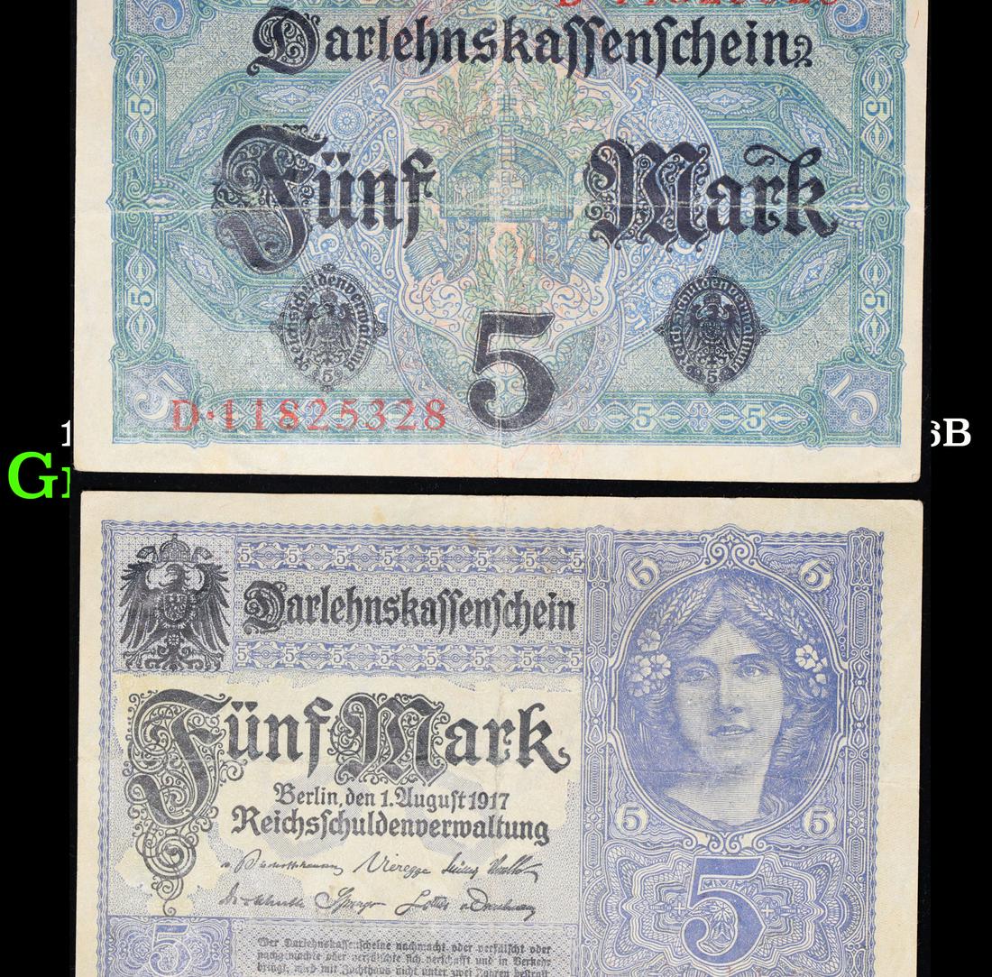 1917 Imperial Germany 5 Mark Note P# 56B Grades vf++ (1 of 3)