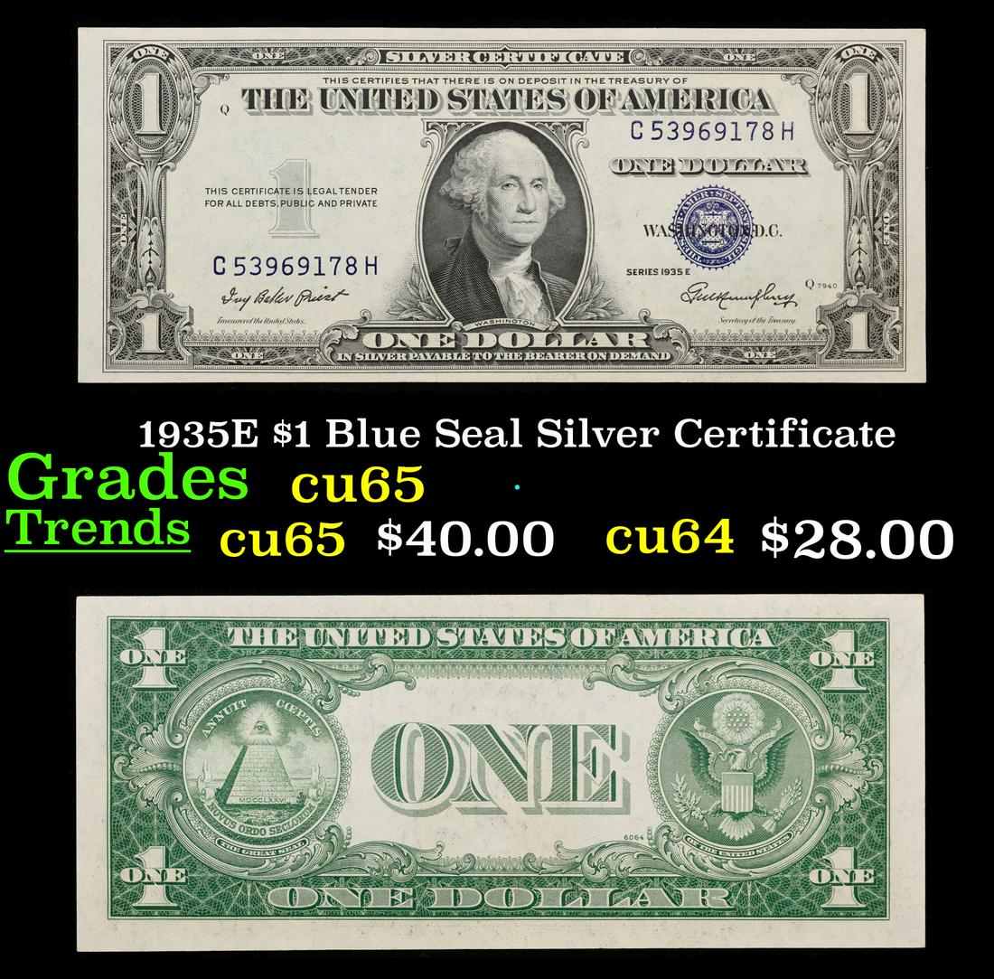 1935E $1 Blue Seal Silver Certificate Grades Gem CU (1 of 3)