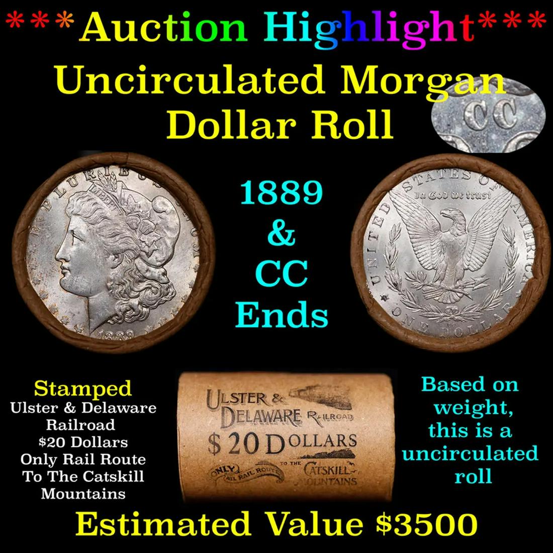 ***Auction Highlight*** 1889 & CC Uncirculated Morgan Dollar Shotgun Roll (fc) (1 of 4)