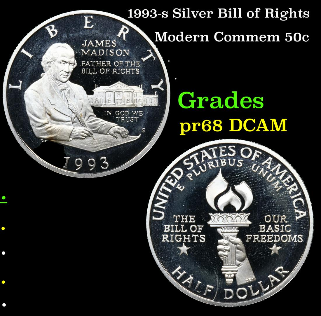 Proof 1993-s Silver Bill of Rights Modern Commem Half Dollar 50c Grades GEM++ Proof Deep Cameo (1 of 3)