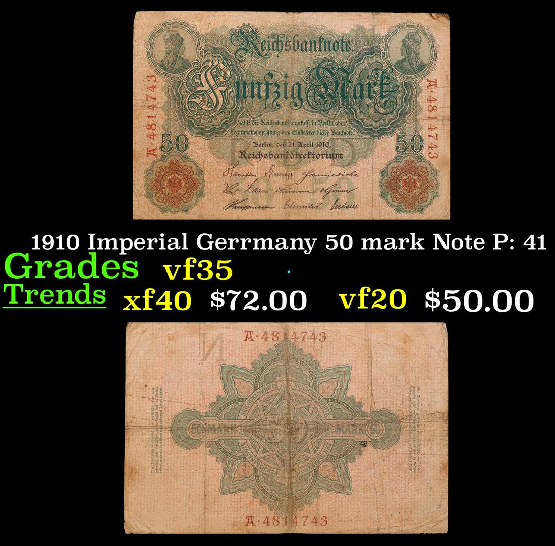 1910 Imperial Gerrmany 50 mark Note P: 41 Grades vf++ (1 of 3)
