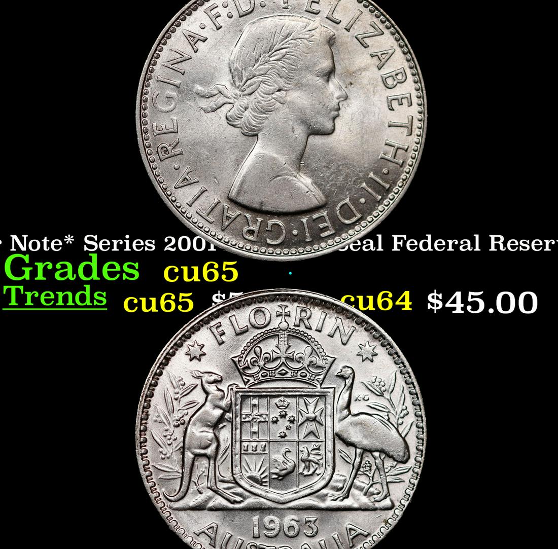 1965 Australia 1 Florin Silver Coin KM: 60 Grades Select+ Unc (1 of 3)