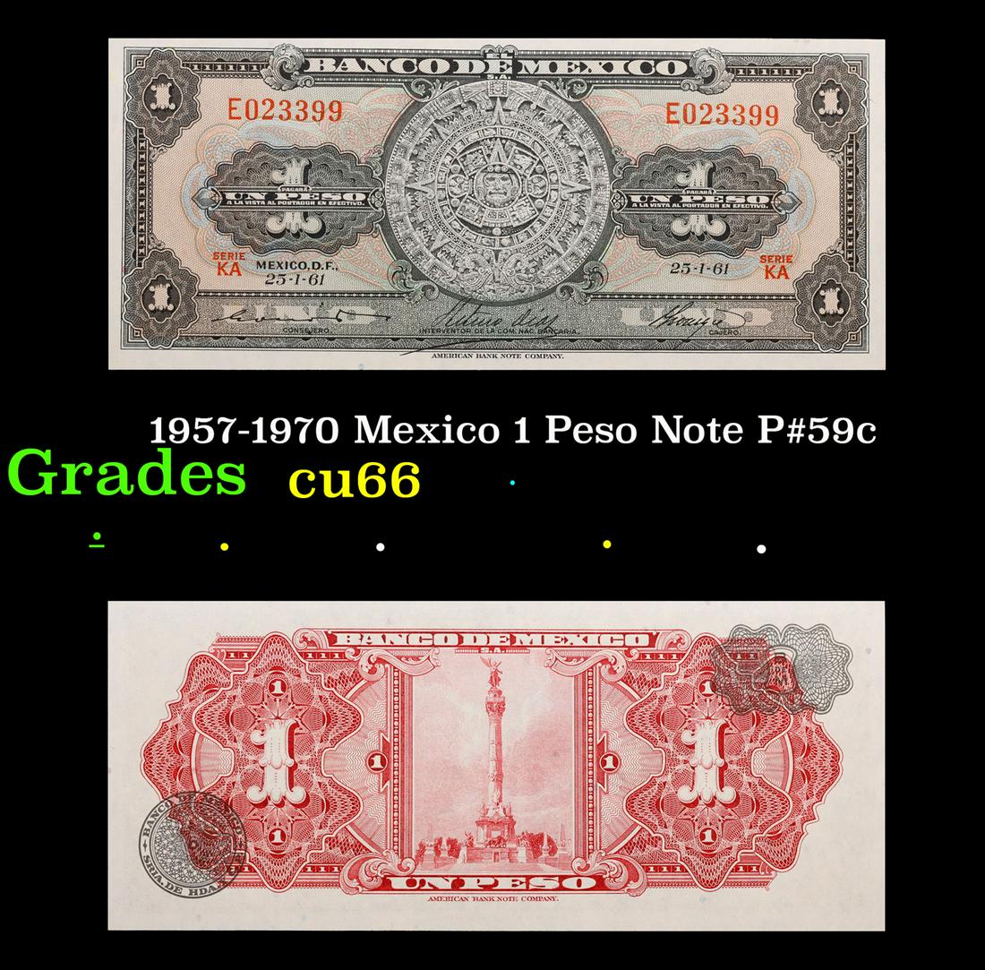 1957-1970 Mexico 1 Peso Note P#59c Grades Gem+ CU (1 of 3)