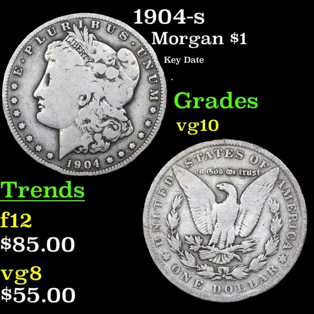 1904-s Morgan Dollar $1 Grades vg+ (1 of 3)