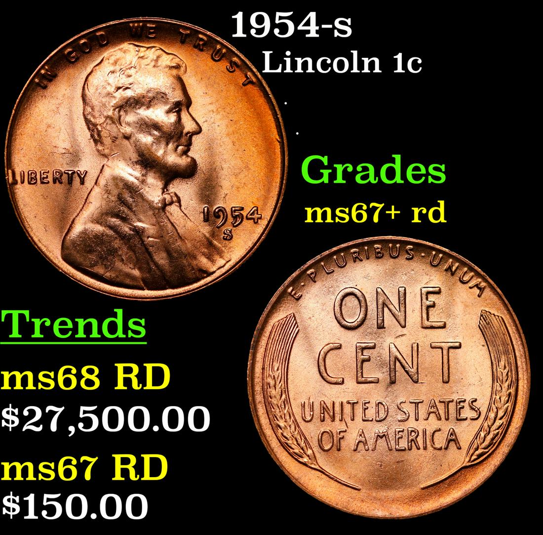 1954-s Lincoln Cent 1c Grades GEM++ RD (1 of 3)