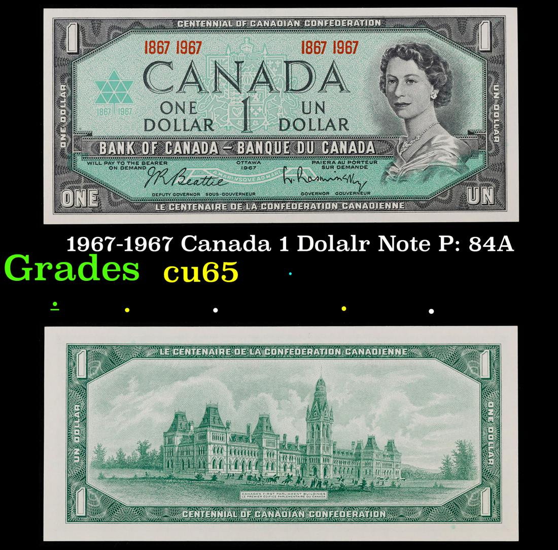 1967-1967 Canada 1 Dolalr Note P: 84A Grades Gem CU: 1967-1967 Canada 1 Dolalr Note P: 84A Grades Gem CU.