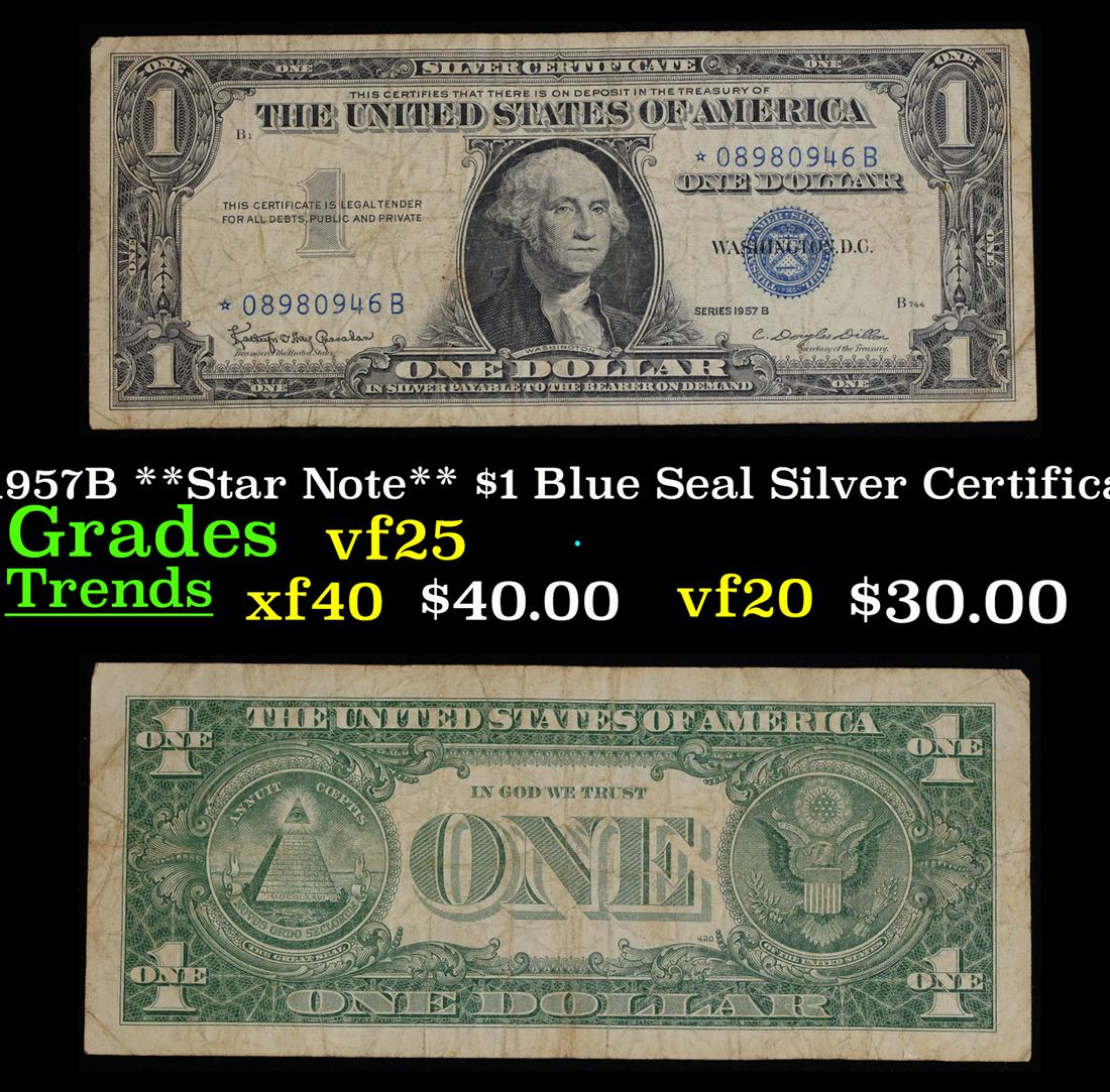 1957B **Star Note** $1 Blue Seal Silver Certificate Grades vf+ (1 of 3)