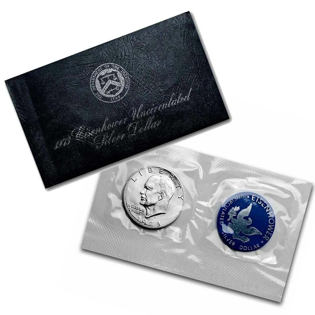1973-s Silver Unc Eisenhower Dollar in Original Packaging with COA  "Blue Ike" (1 of 3)