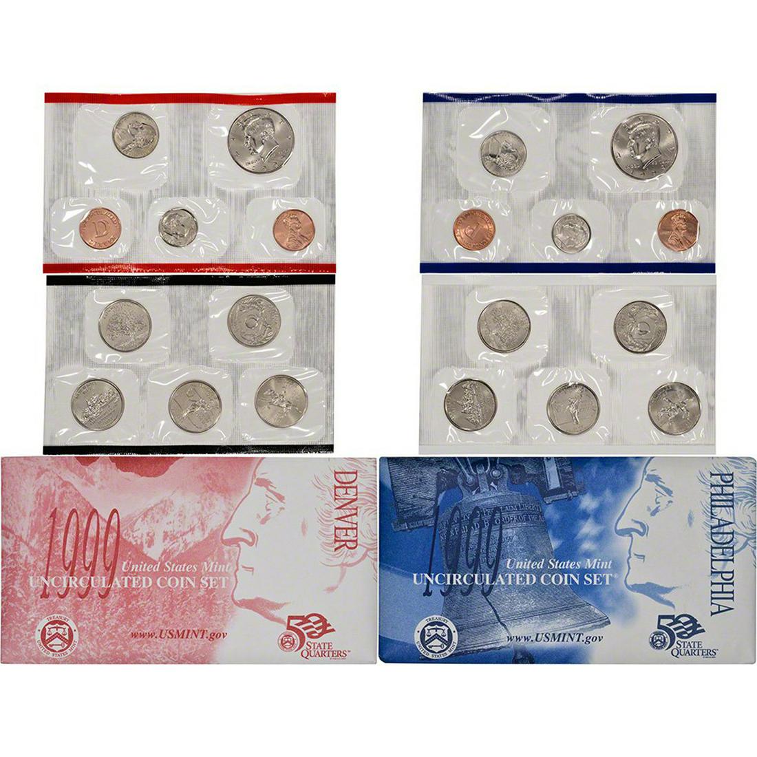 1999 United States Mint Susan B Anthony Set in Original Government Packaging: 1999 United States Mint Susan B Anthony Set in Original Government Packaging. This set contains both the Philadelphia and Denver Issues of the Susan B. Anthony Dollar for 1999. It also has the first 5
