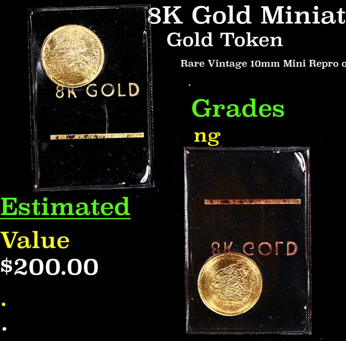 8K Gold Miniature Mexico Souvenir Token In Sealed Plastic Holder Grades (1 of 3)