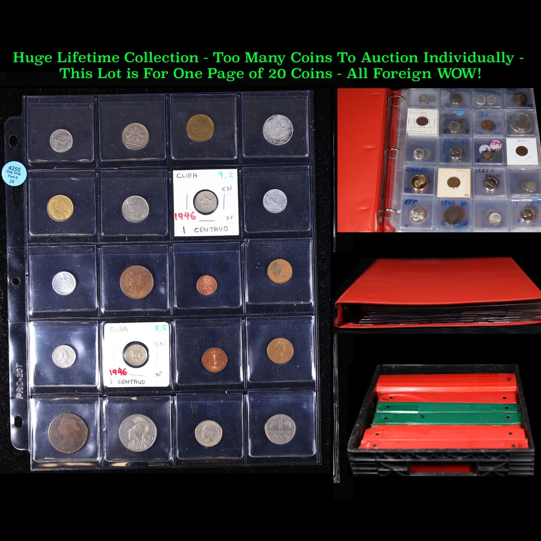 Huge Liifetime Collection - Too Many Coins To Auction Individually - This Lot is For One Page of 20: Huge Liifetime Collection - Too Many Coins To Auction Individually - This Lot is For One Page of 20 Foreign Coins. We have received a huge collection of over 10 thousand US coins in flips, 2x2 holders