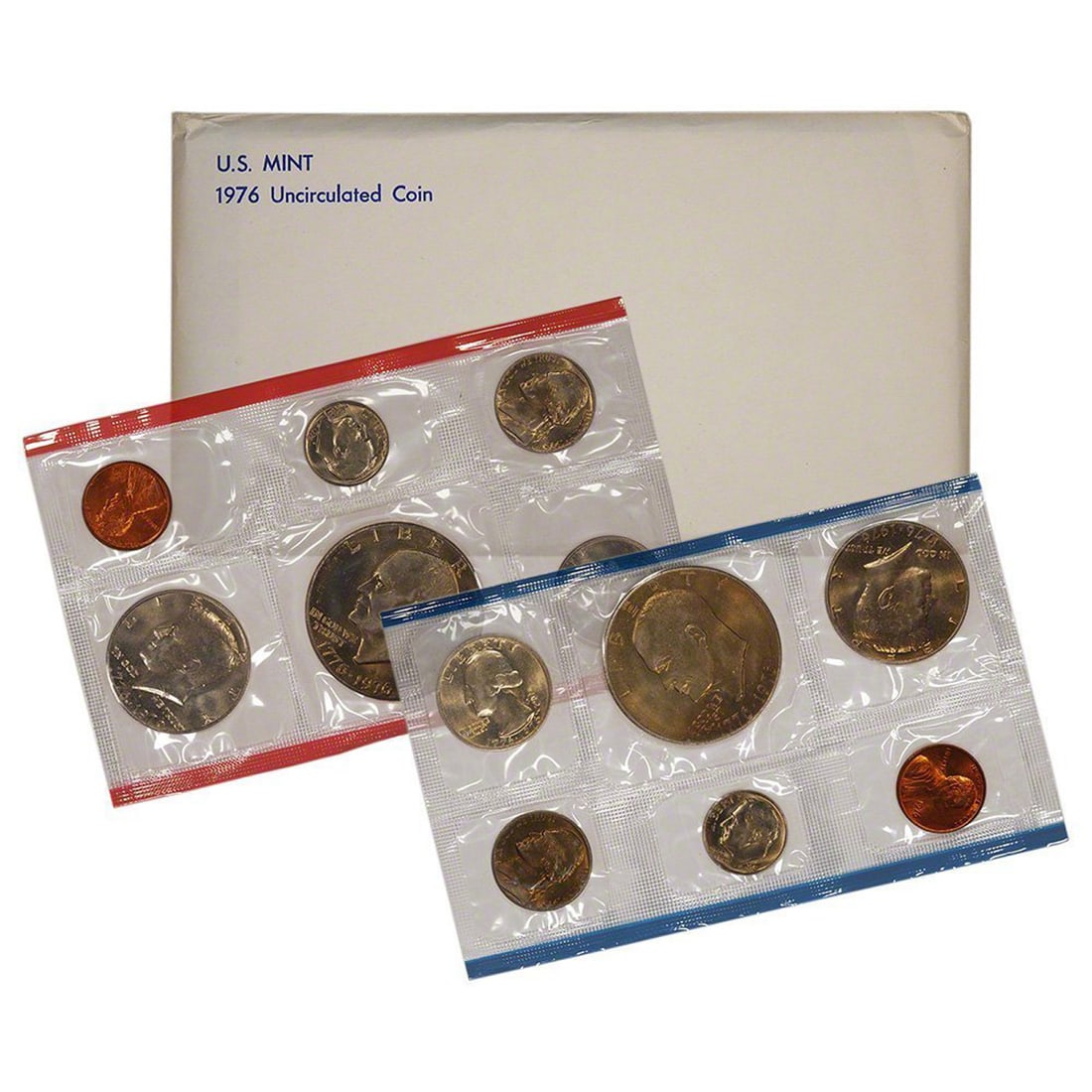 1976 United States Mint Set in Original Government Packaging, 12 Coins Inside!: 1976 United States Mint Set in Original Government Packaging, 12 Coins Inside!. This 1976 U.S. Mint Set contains brilliant uncirculated examples of the cent, nickel, dime, quarter, half dollar and dol